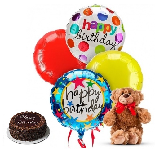 4 Pieces Happy Birthday Balloons with Bear