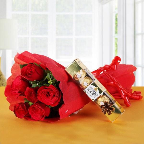 Rocher Chocolate with Red Roses