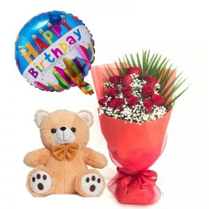 Birthday Deal Bouquet with Teddy