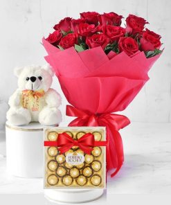 Surprise Gift Roses, Choco & Teddy