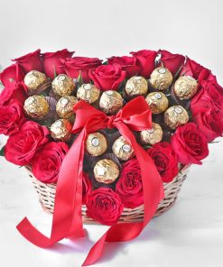 Heart Basket of Choco and Roses