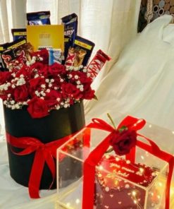 Red Heart Cake with Choco Bloom Box