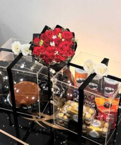 Dual Gift Boxes & Fresh Roses